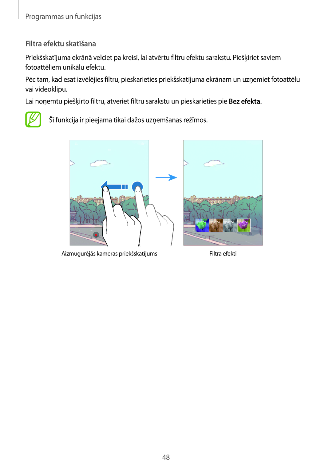 Samsung SM-T550NZWASEB, SM-T550NZKASEB, SM-P550NZKASEB manual Filtra efektu skatīšana 