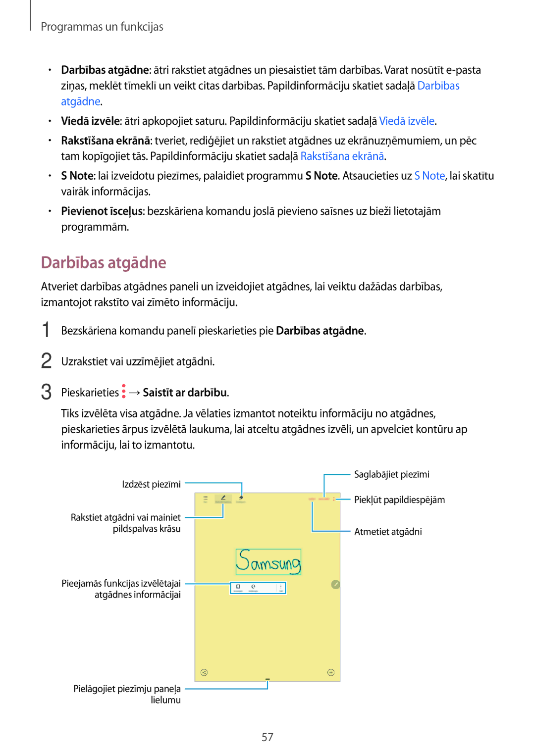 Samsung SM-T550NZWASEB, SM-T550NZKASEB, SM-P550NZKASEB manual Darbības atgādne, Pieskarieties →Saistīt ar darbību 