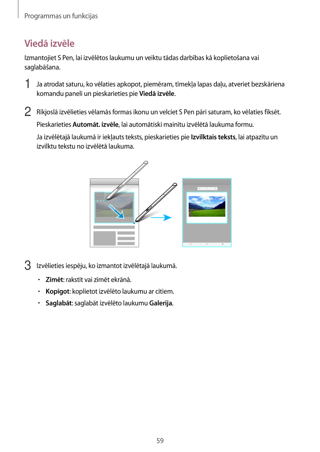 Samsung SM-P550NZKASEB, SM-T550NZWASEB, SM-T550NZKASEB manual Komandu paneli un pieskarieties pie Viedā izvēle 