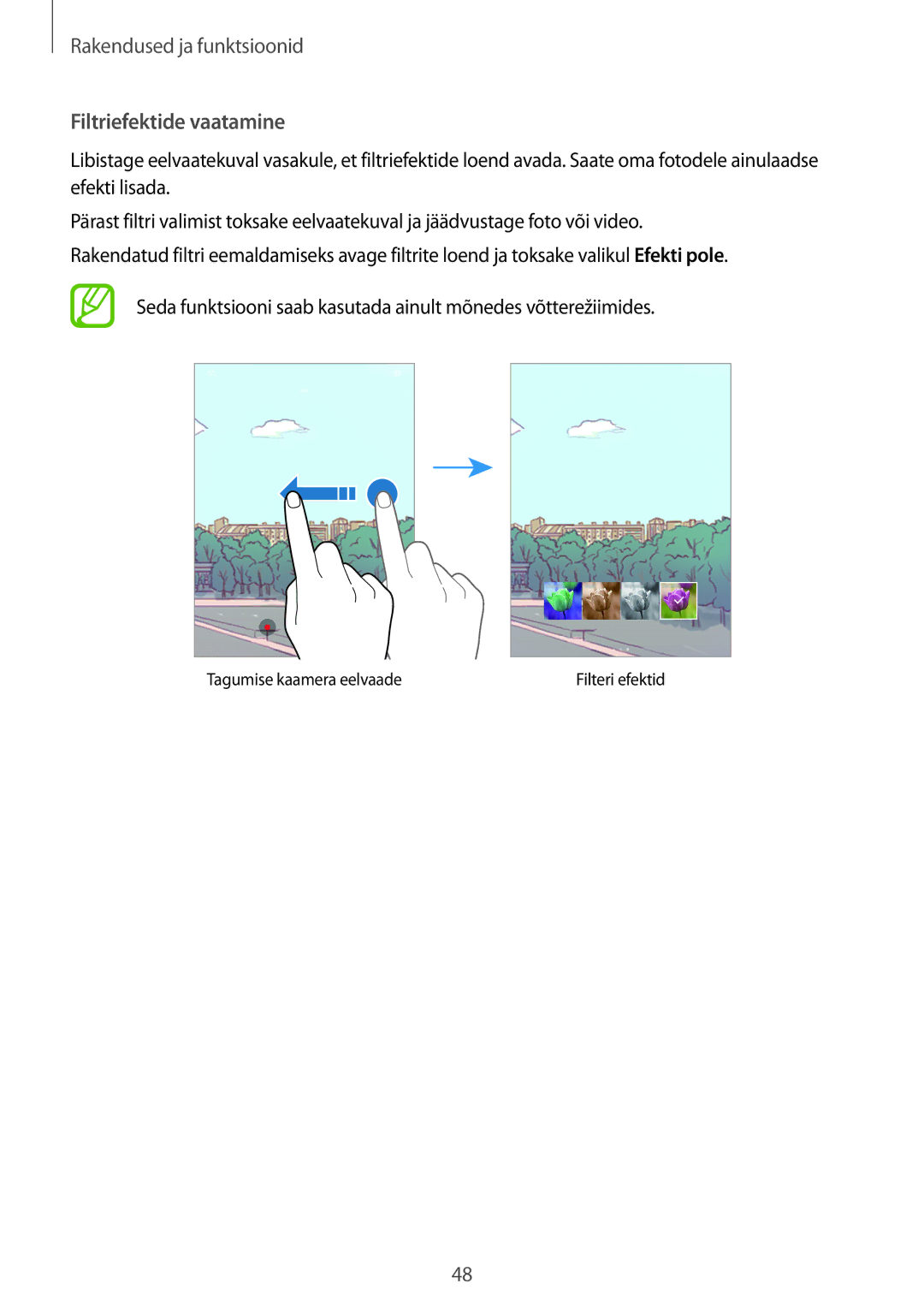 Samsung SM-T550NZWASEB, SM-T550NZKASEB, SM-P550NZKASEB manual Filtriefektide vaatamine 