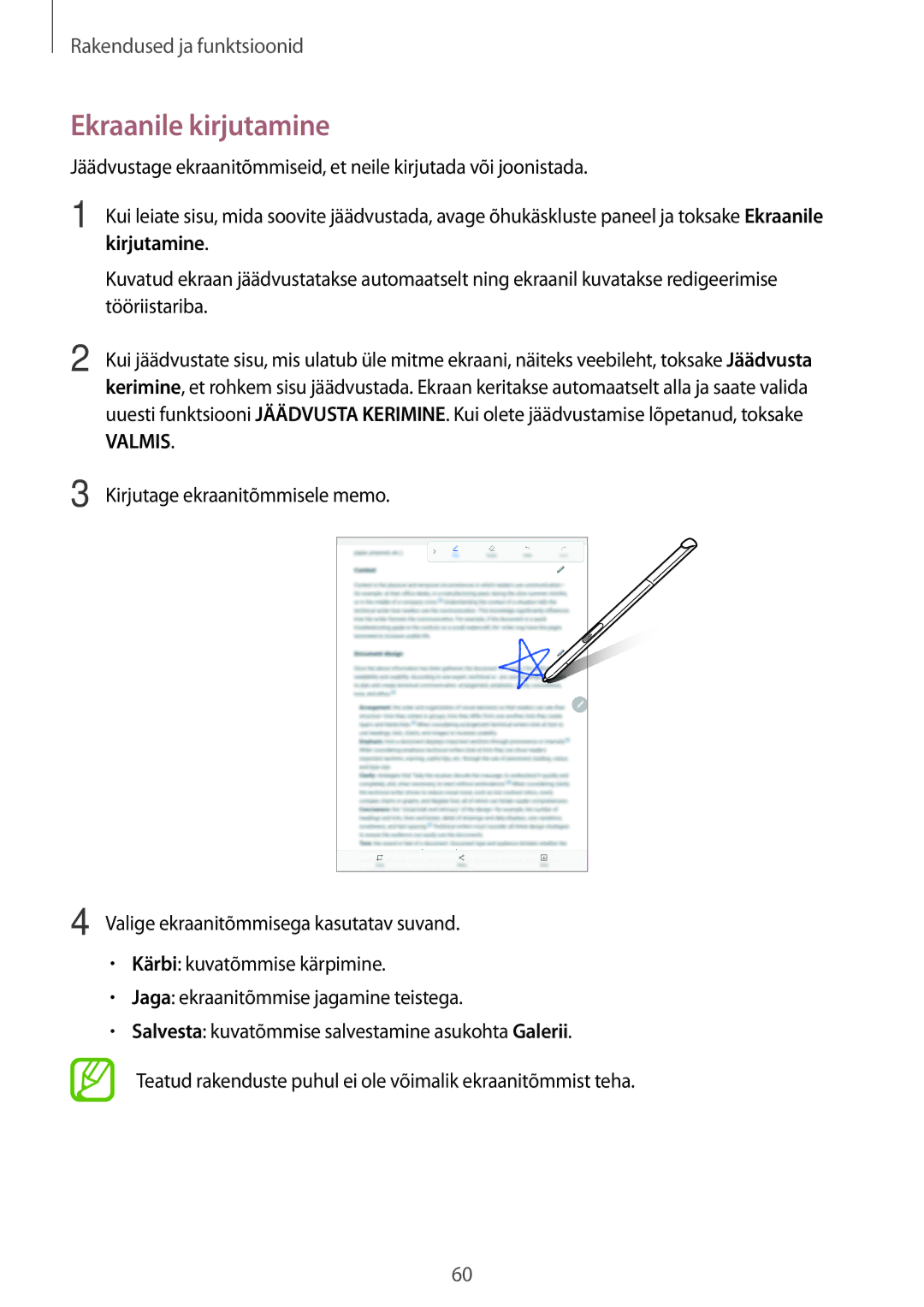 Samsung SM-T550NZWASEB, SM-T550NZKASEB, SM-P550NZKASEB manual Ekraanile kirjutamine, Valmis 