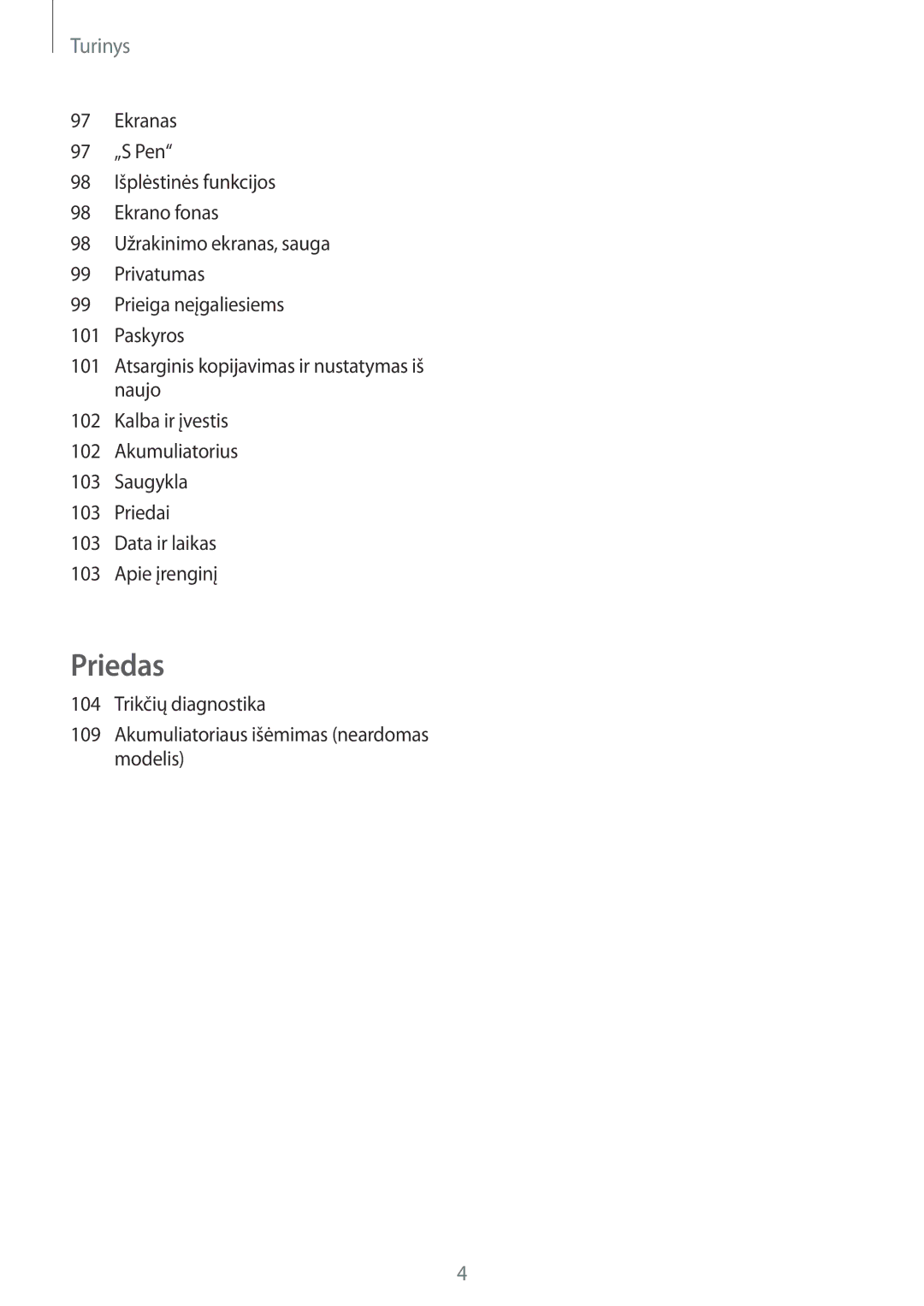 Samsung SM-T550NZKASEB, SM-T550NZWASEB, SM-P550NZKASEB manual Priedas 