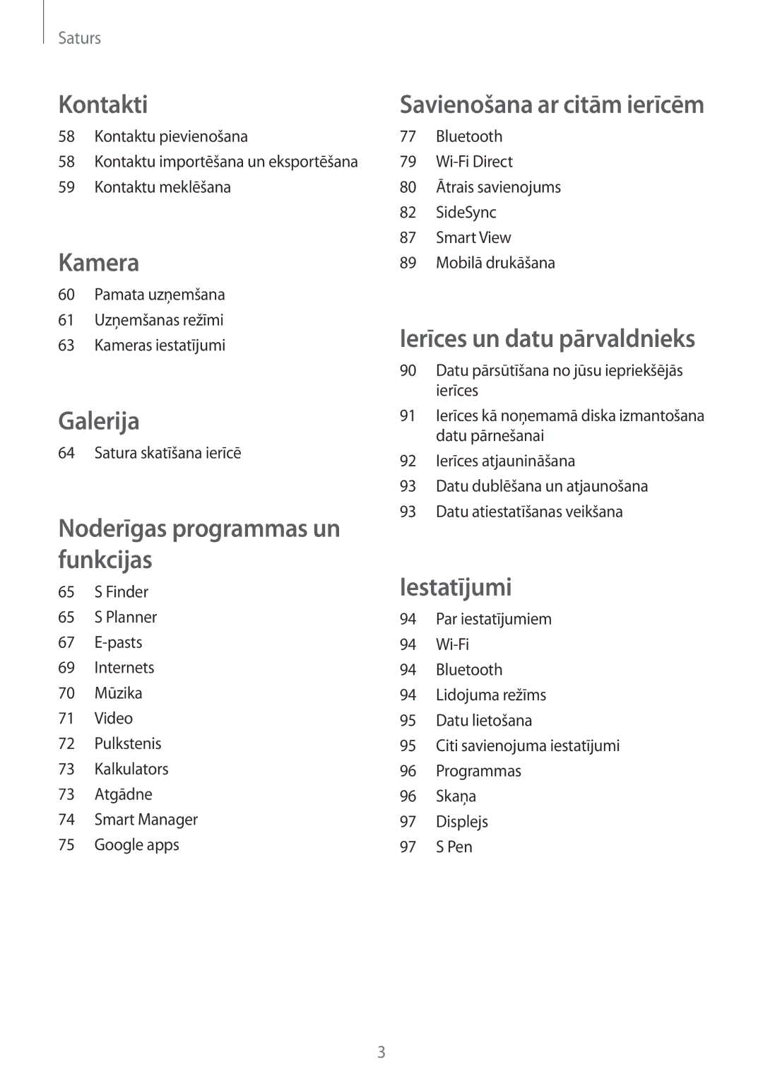 Samsung SM-T550NZWASEB, SM-T550NZKASEB, SM-P550NZKASEB manual Kontakti 