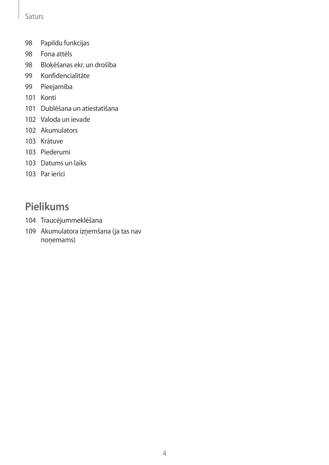 Samsung SM-T550NZKASEB, SM-T550NZWASEB, SM-P550NZKASEB manual Pielikums 