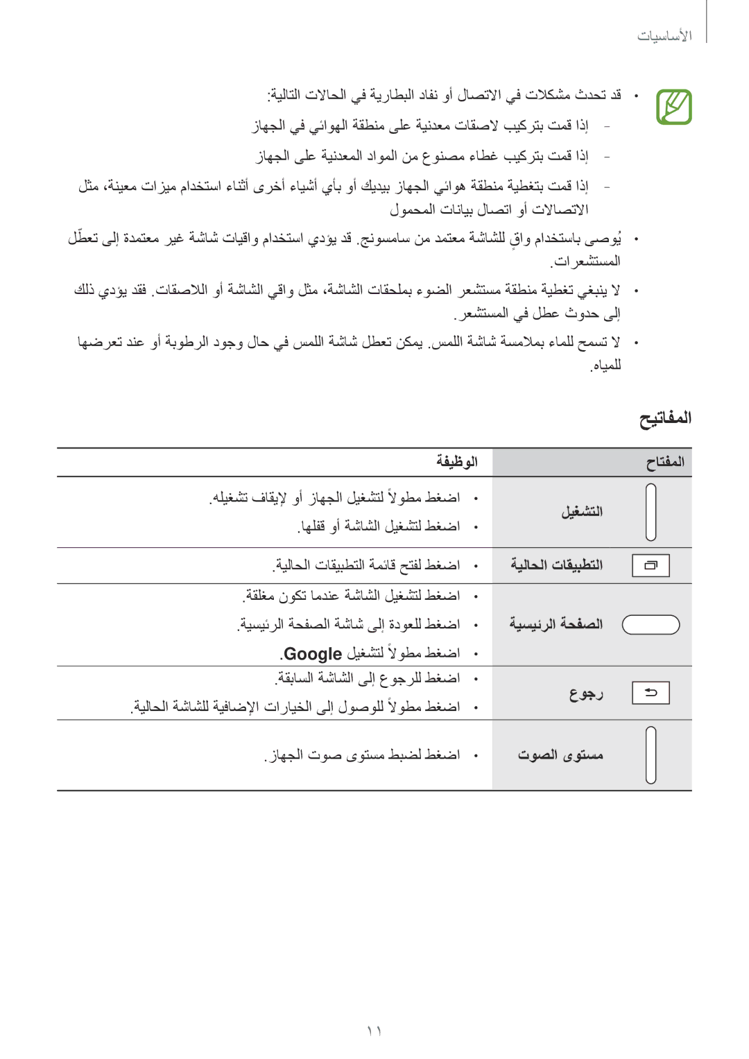 Samsung SM-P555NZBAKSA, SM-T555NZAAKSA ةفيظولا حاتفملا, ليغشتلا, ةيلاحلا تاقيبطتلا, ةيسيئرلا ةحفصلا, عوجر, توصلا ىوتسم 