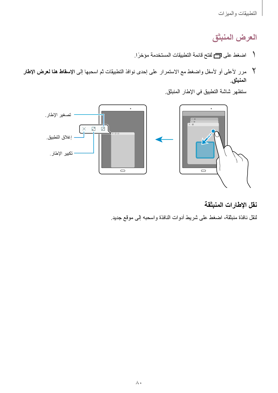 Samsung SM-T555NZKASEE, SM-T555NZAAKSA, SM-T555NZWAKSA, SM-P555NZWAKSA, SM-P555NZBAKSA قثبنملا ضرعلا, ةقثبنملا تاراطلإا لقن 