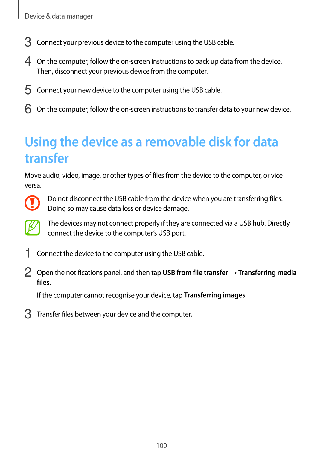 Samsung SM-P555NZBAKSA, SM-T555NZAAKSA, SM-T555NZWAKSA manual Using the device as a removable disk for data transfer, Files 