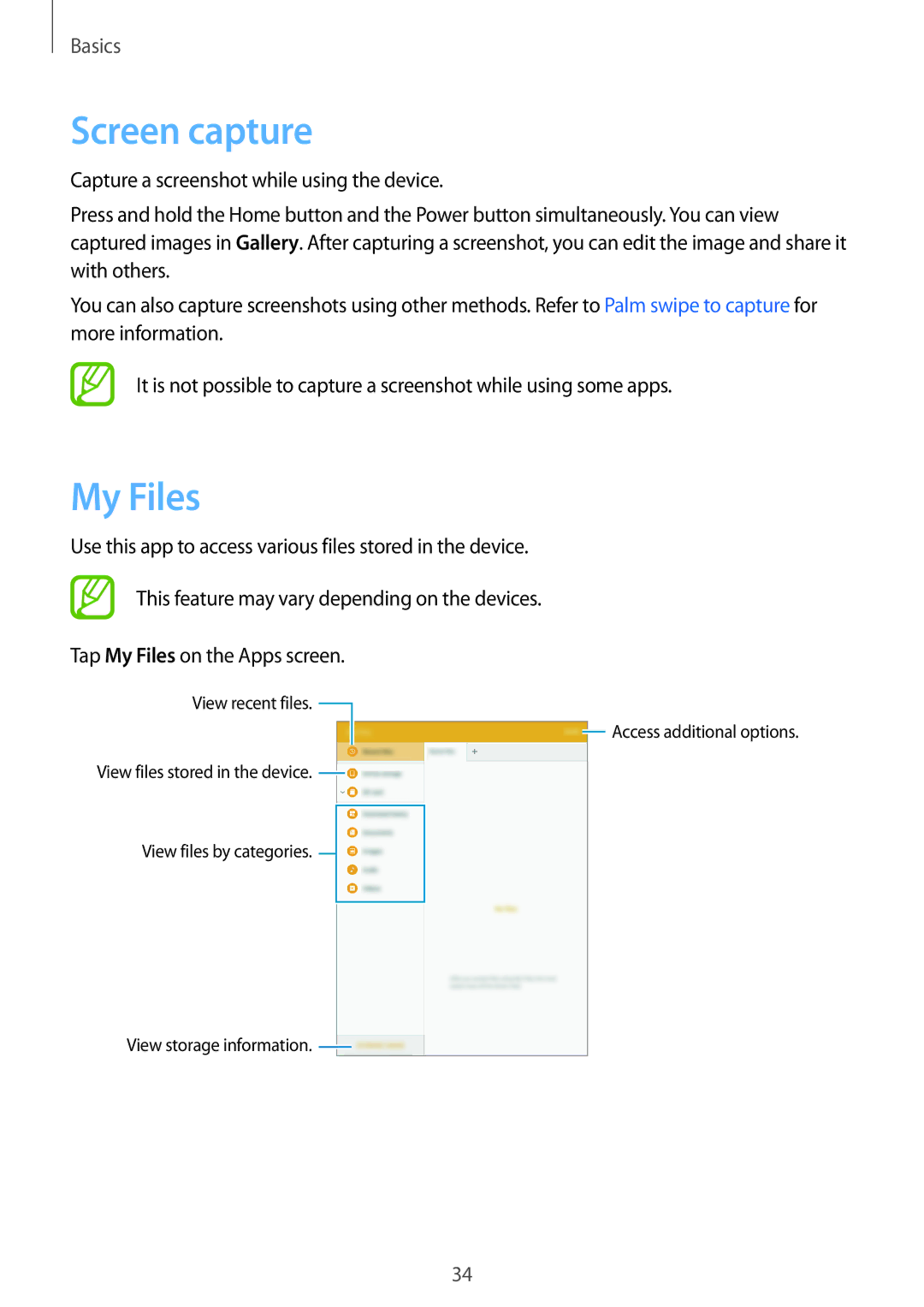 Samsung SM-T355YZAAXXV, SM-T555NZAAKSA, SM-T555NZWAKSA, SM-P555NZWAKSA, SM-T555NZKASEE manual Screen capture, My Files 