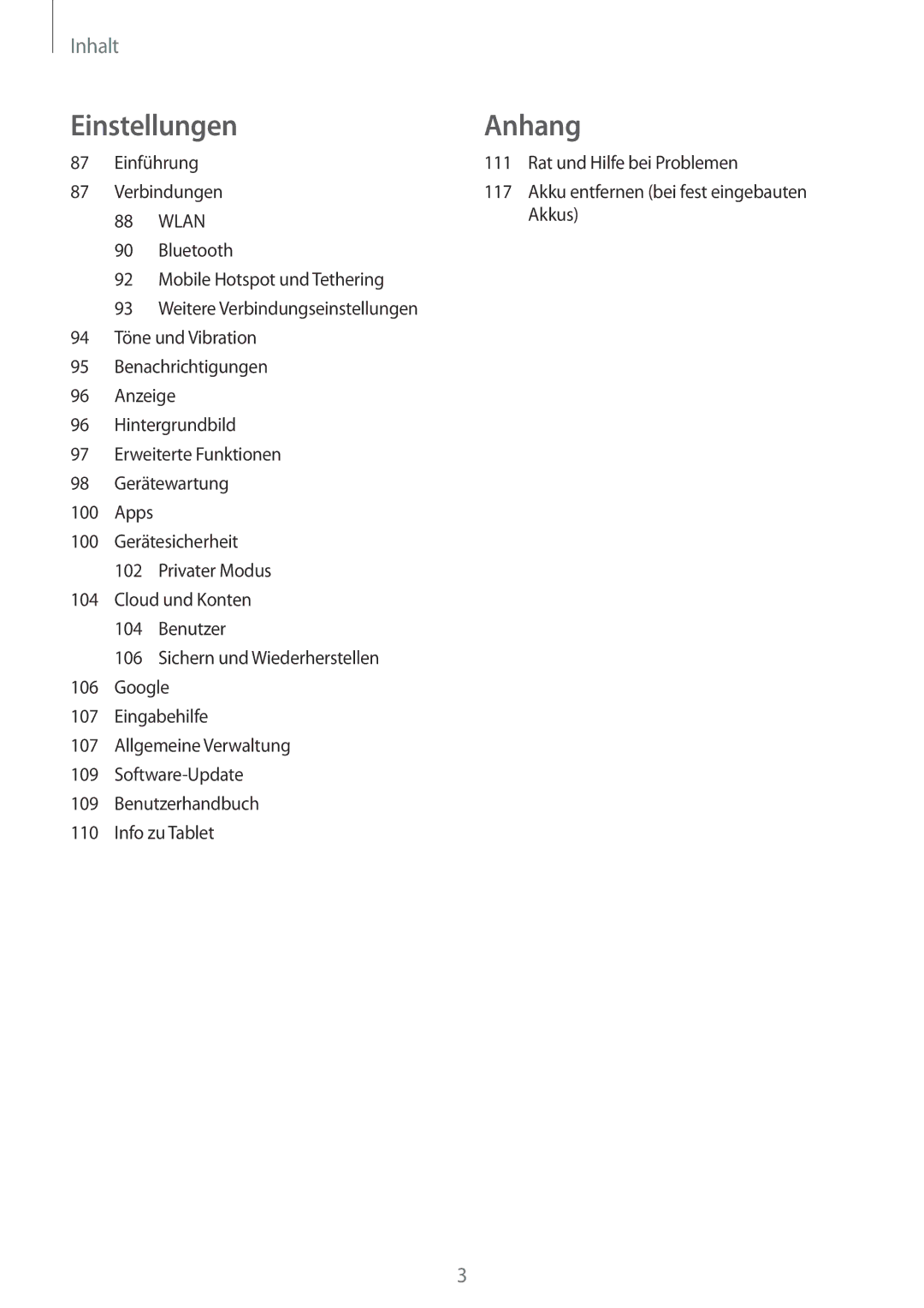 Samsung SM-T555NZKATPH, SM-T555NZKAAUT, SM-T555NZKAATO, SM-T555NZKASEB, SM-T555NZWAATO manual Einstellungen, Einführung 