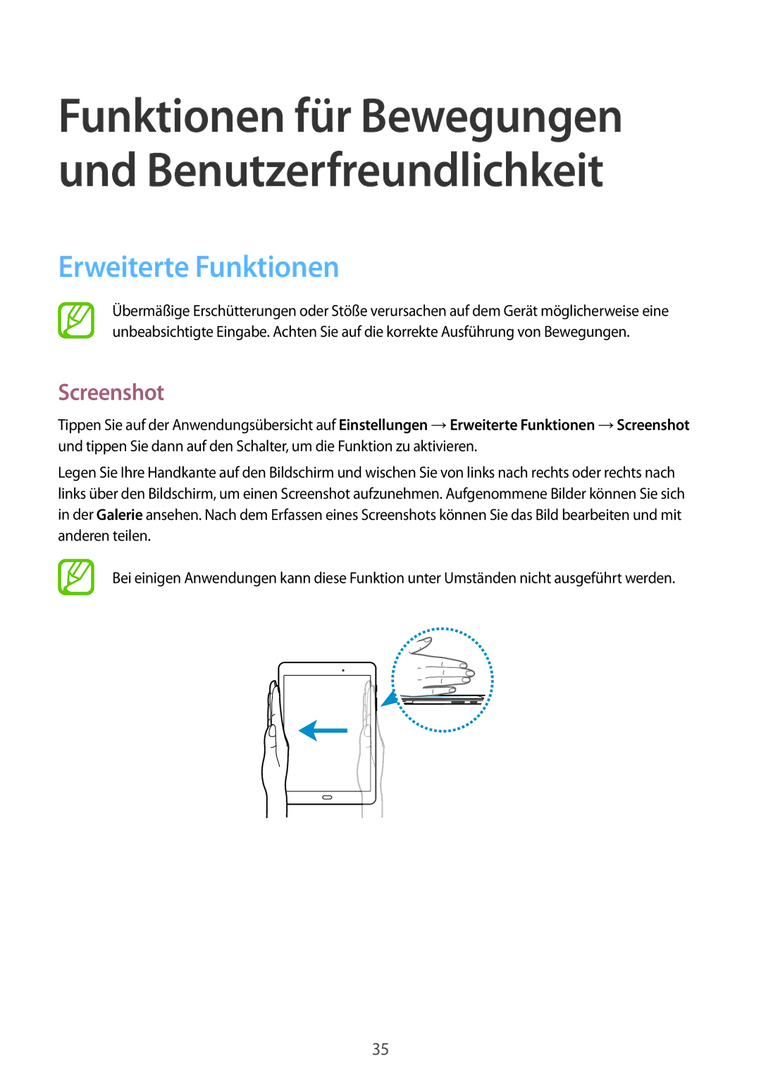 Samsung SM-T555NZKABTU, SM-T555NZKAAUT, SM-T555NZKAATO, SM-T555NZKASEB, SM-T555NZKATPH manual Erweiterte Funktionen, Screenshot 