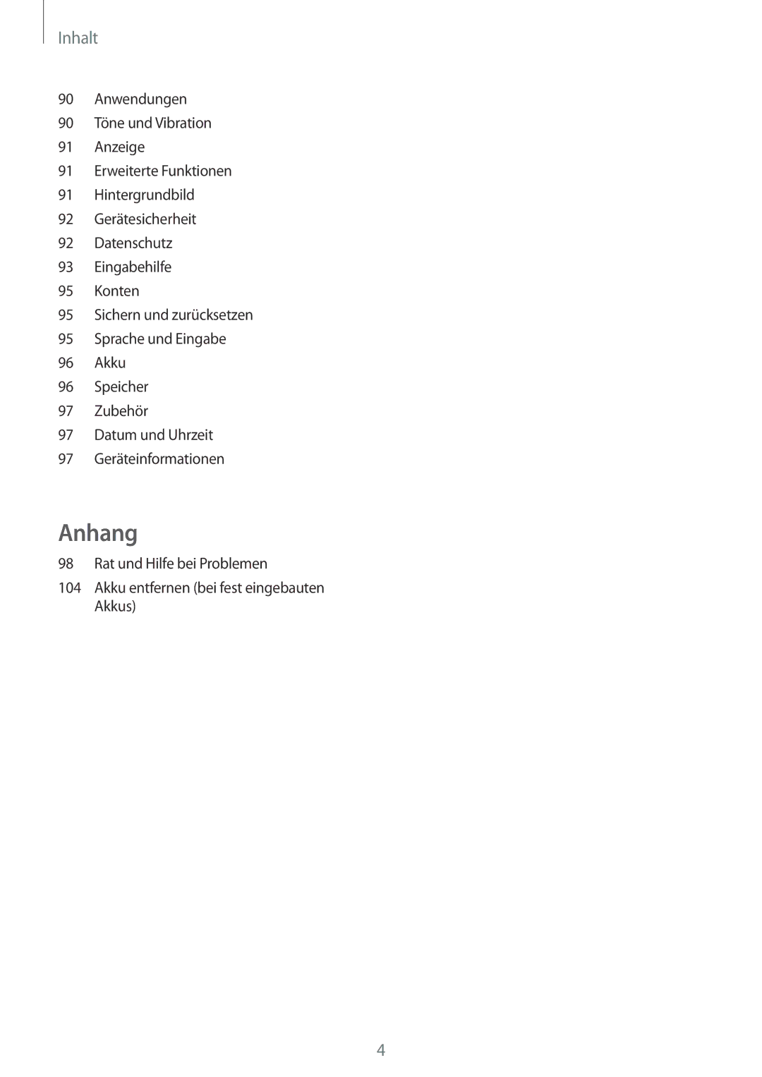 Samsung SM-T555NZWAATO, SM-T555NZKAAUT, SM-T555NZKAATO, SM-T555NZKASEB, SM-T555NZKATPH, SM-T555NZWAEUR, SM-T555NZKAMEO Anhang 