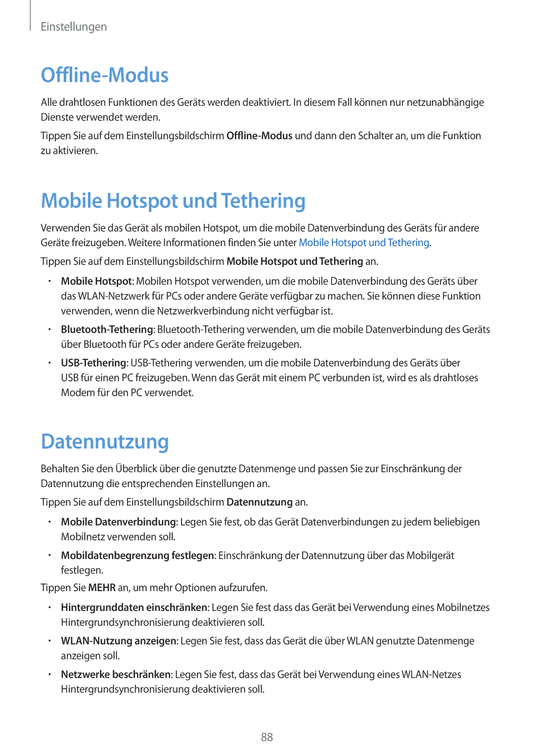 Samsung SM-T555NZWAVD2, SM-T555NZKAAUT, SM-T555NZKAATO, SM-T555NZKASEB, SM-T555NZKATPH manual Offline-Modus, Datennutzung 