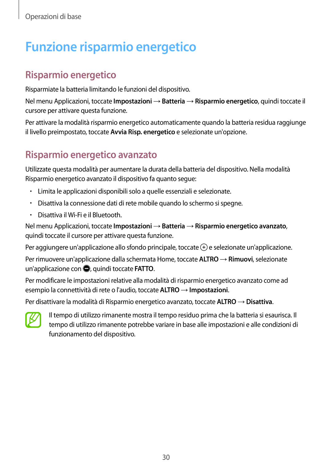 Samsung SM-T555NZKAITV, SM-T555NZKAAUT, SM-T555NZWAVD2 Funzione risparmio energetico, Risparmio energetico avanzato 