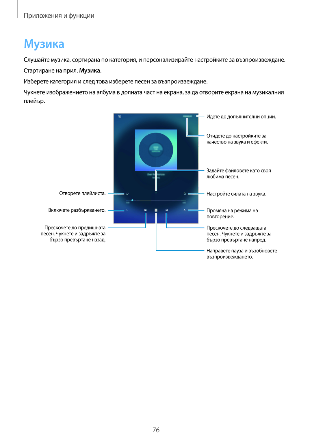 Samsung SM-T555NZKABGL manual Музика 