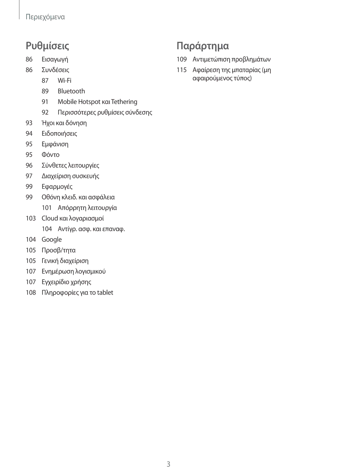 Samsung SM-T555NZKACOS manual Παράρτημα 