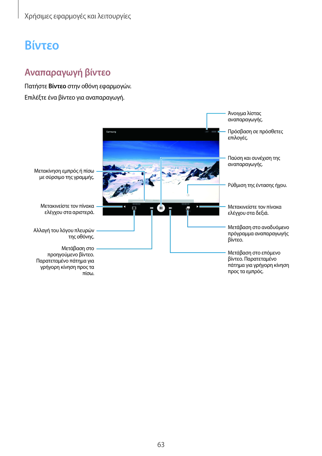 Samsung SM-T555NZKACOS manual Βίντεο, Αναπαραγωγή βίντεο 