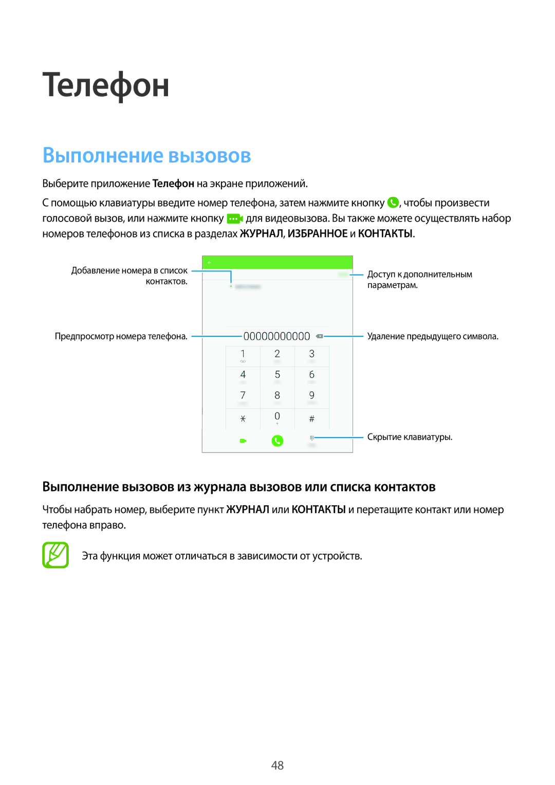 Samsung SM-T555NZKASEB, SM-T555NZWASEB manual Телефон, Выполнение вызовов из журнала вызовов или списка контактов 