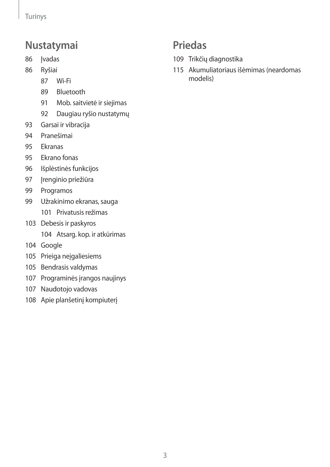 Samsung SM-T555NZWASEB, SM-T555NZKASEB manual Priedas 