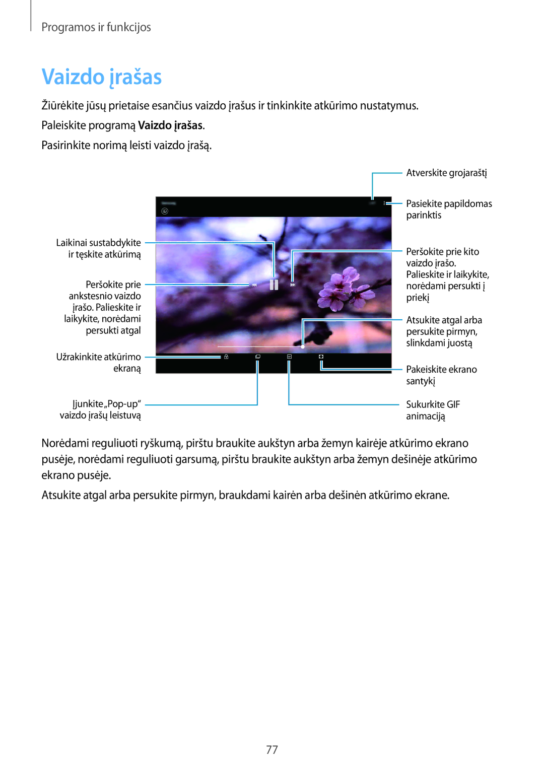 Samsung SM-T555NZWASEB, SM-T555NZKASEB manual Vaizdo įrašas 