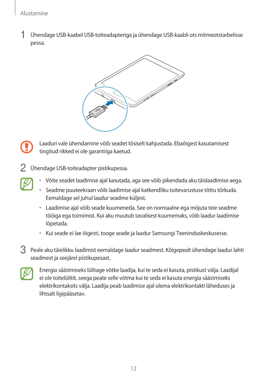 Samsung SM-T555NZKASEB, SM-T555NZWASEB manual Alustamine 