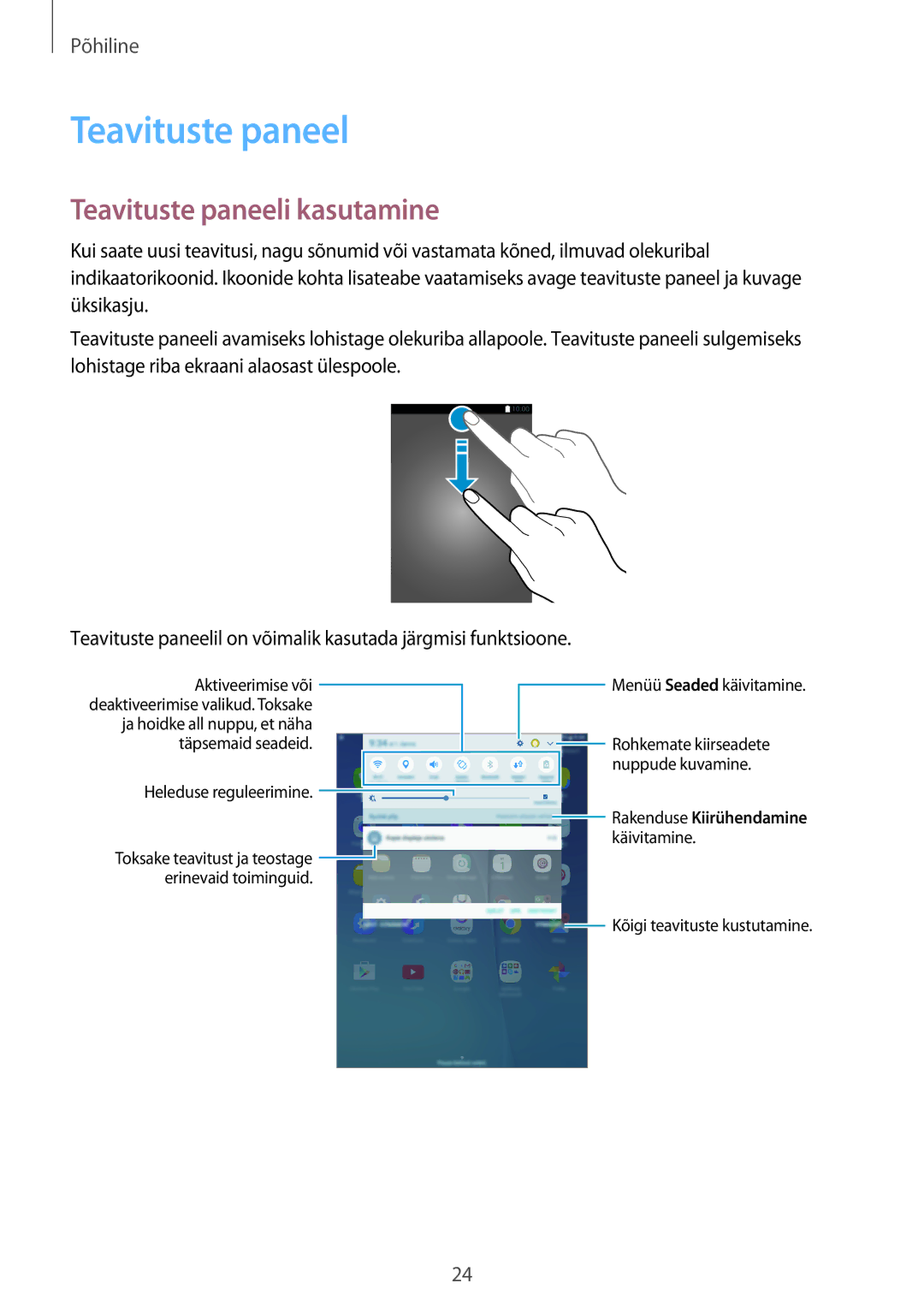 Samsung SM-T555NZKASEB, SM-T555NZWASEB manual Teavituste paneeli kasutamine 