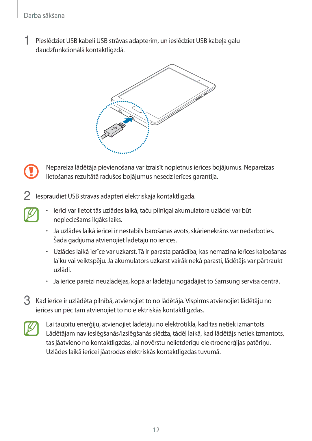 Samsung SM-T555NZKASEB, SM-T555NZWASEB manual Darba sākšana 