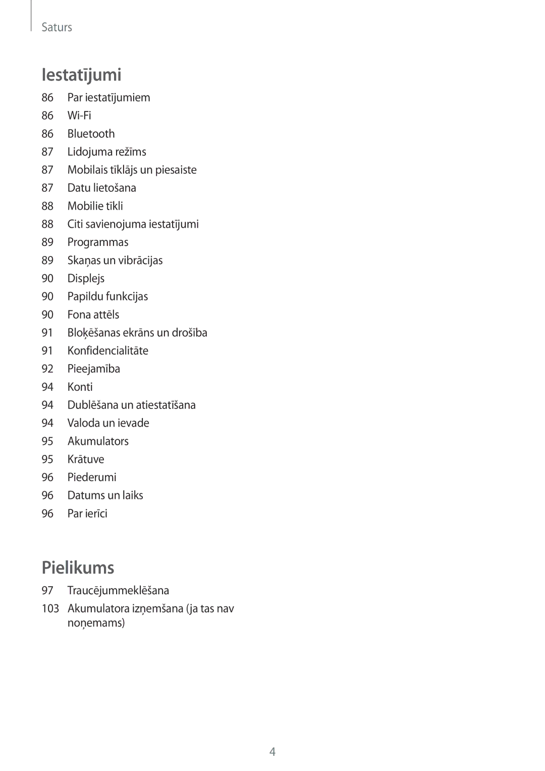 Samsung SM-T555NZKASEB, SM-T555NZWASEB manual Pielikums 