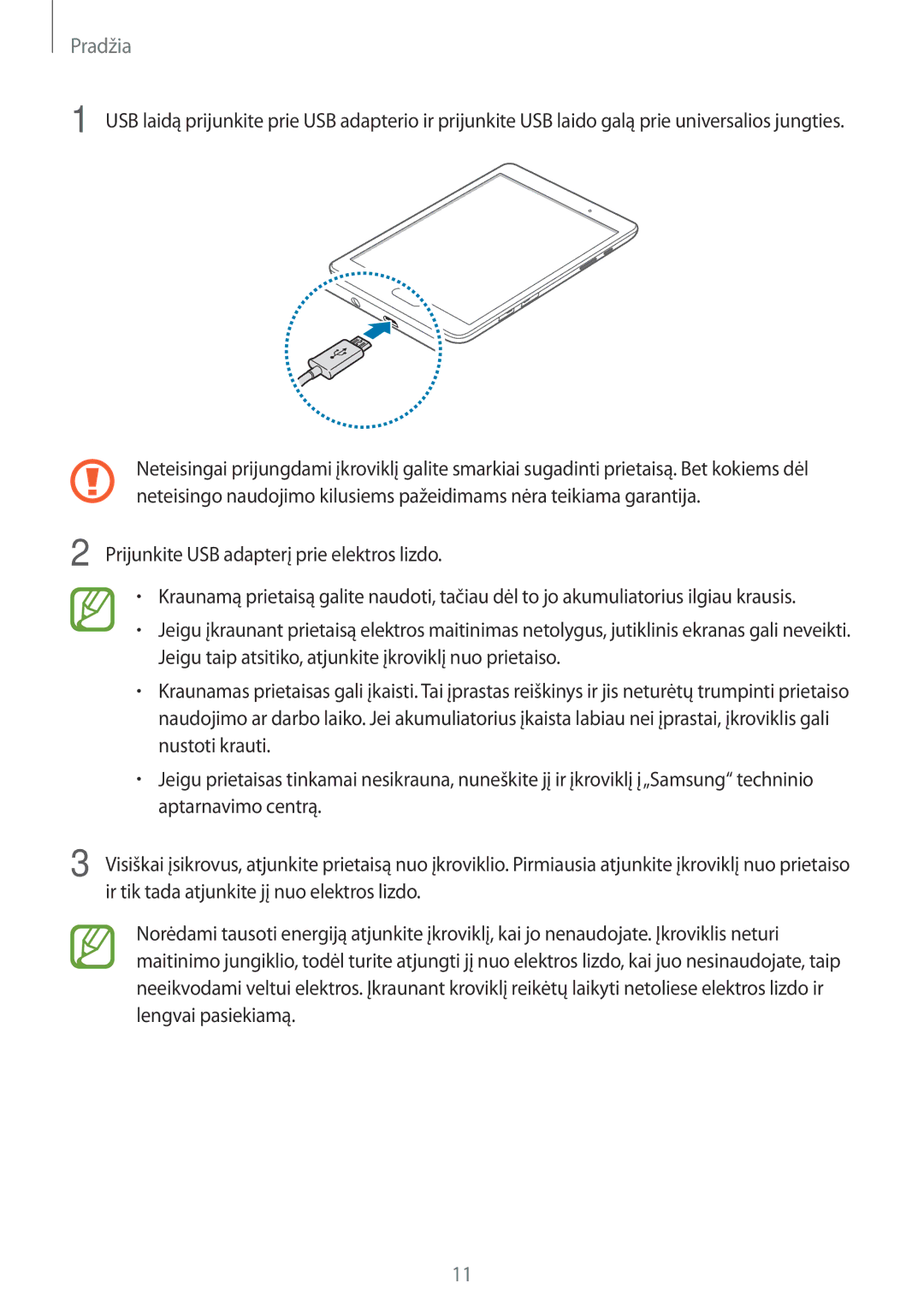 Samsung SM-T555NZWASEB, SM-T555NZKASEB manual Pradžia 