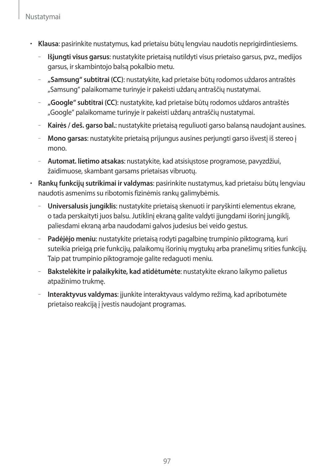 Samsung SM-T555NZWASEB, SM-T555NZKASEB manual Nustatymai 