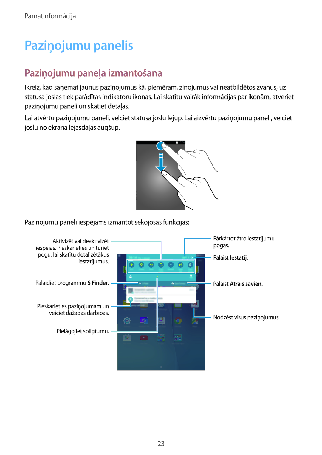 Samsung SM-T555NZWASEB, SM-T555NZKASEB manual Paziņojumu panelis, Paziņojumu paneļa izmantošana 