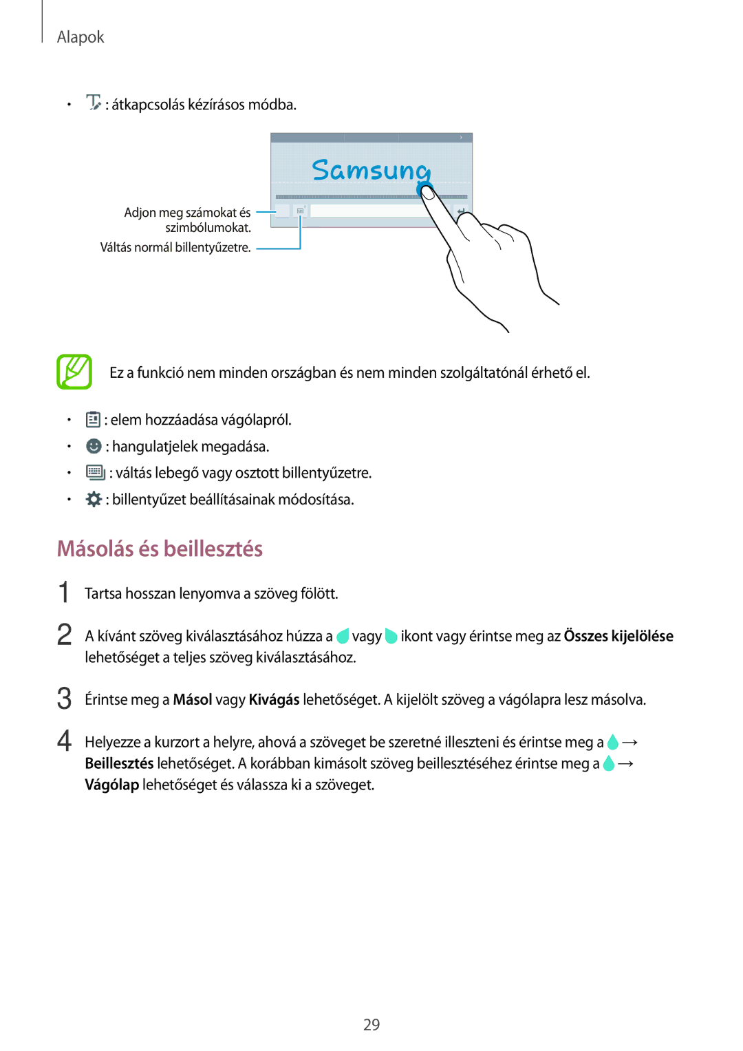 Samsung SM-T555NZKAXEH manual Másolás és beillesztés 