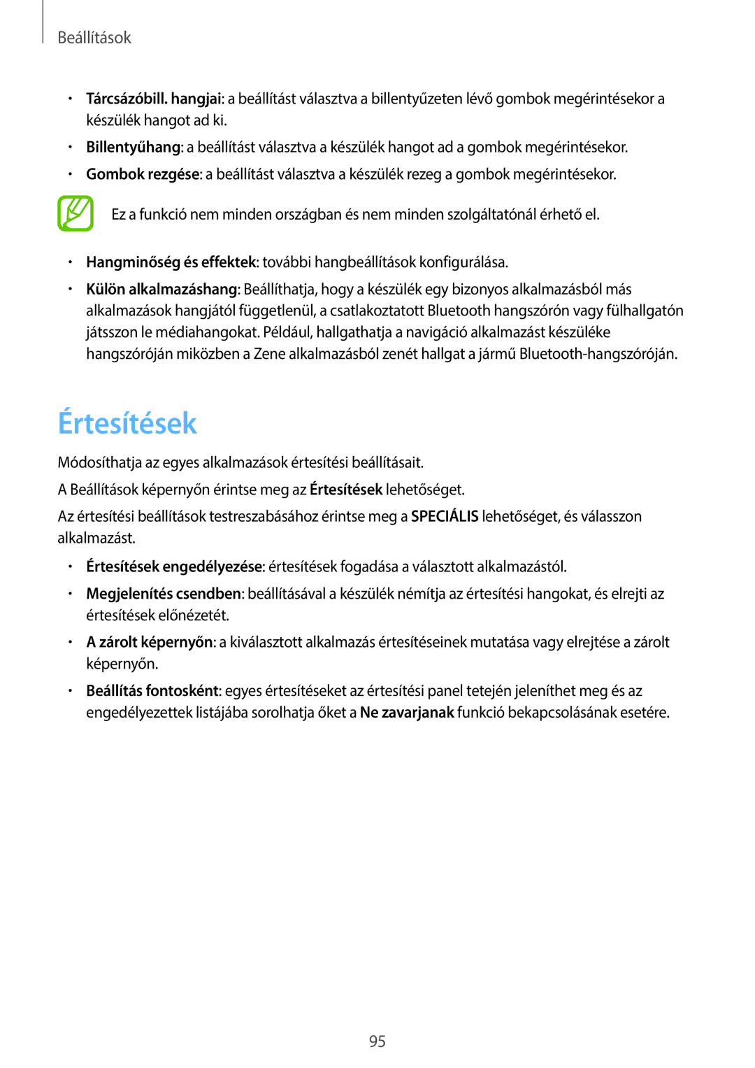 Samsung SM-T555NZKAXEH manual Értesítések 