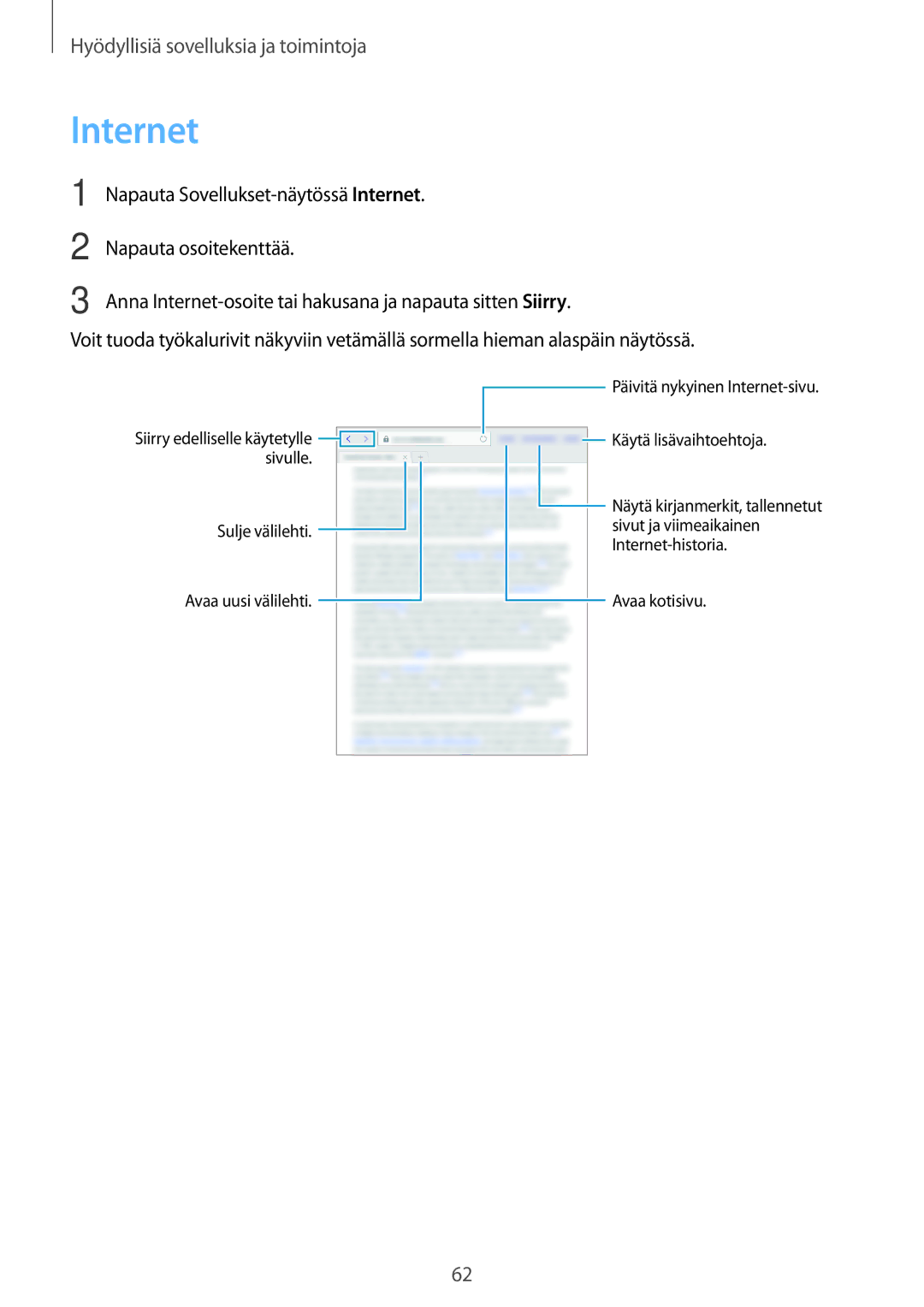 Samsung SM-T555NZKANEE, SM-T555NZWANEE, SM-T555NZKENEE manual Internet 