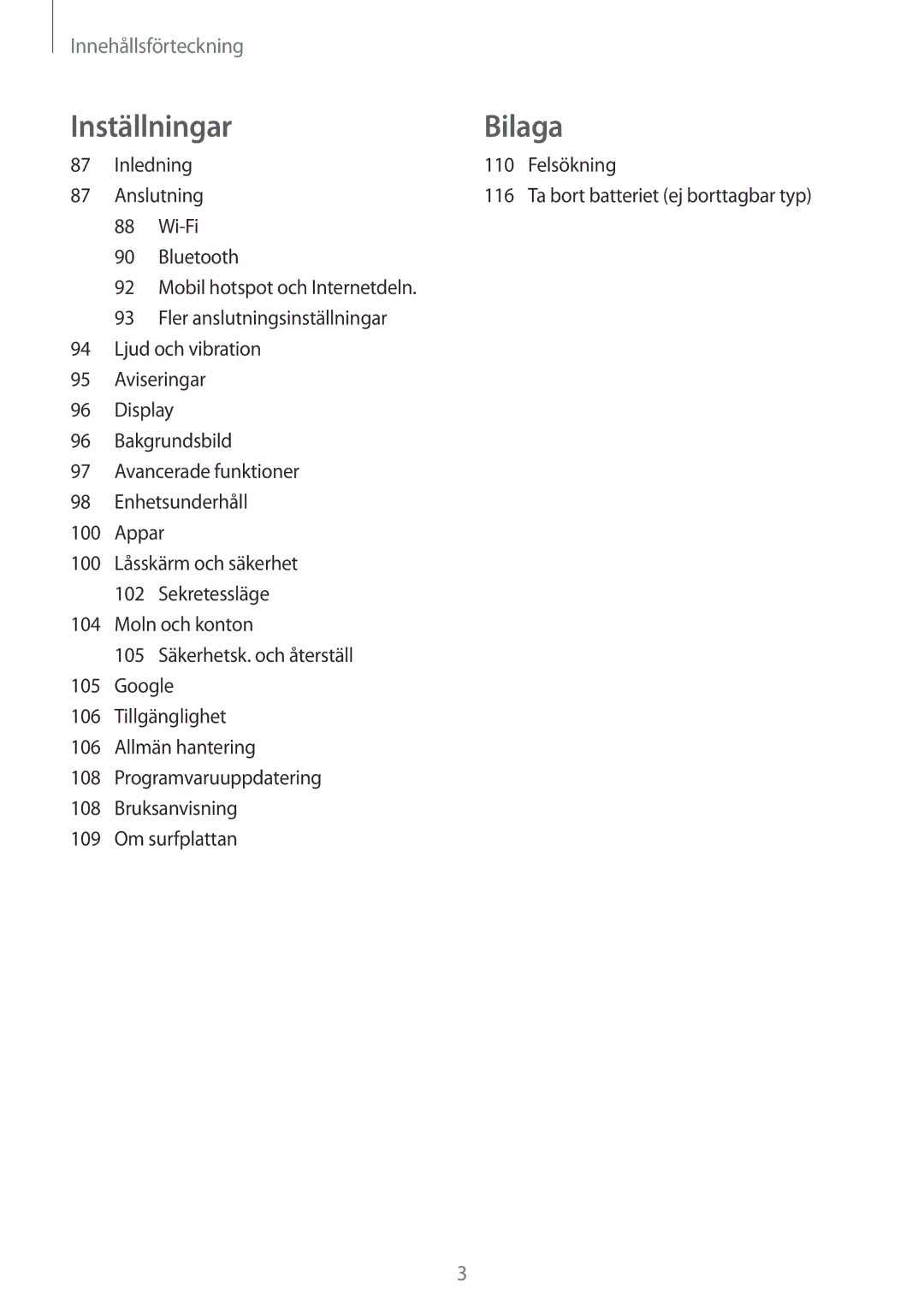 Samsung SM-T555NZWANEE, SM-T555NZKENEE, SM-T555NZKANEE manual Bilaga 