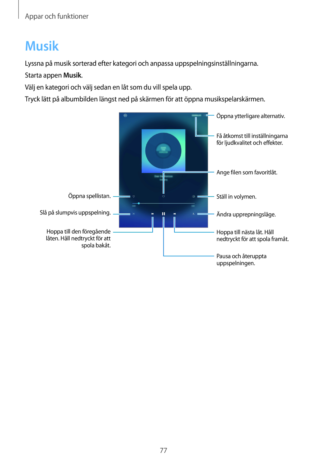 Samsung SM-T555NZKANEE, SM-T555NZWANEE, SM-T555NZKENEE manual Musik 