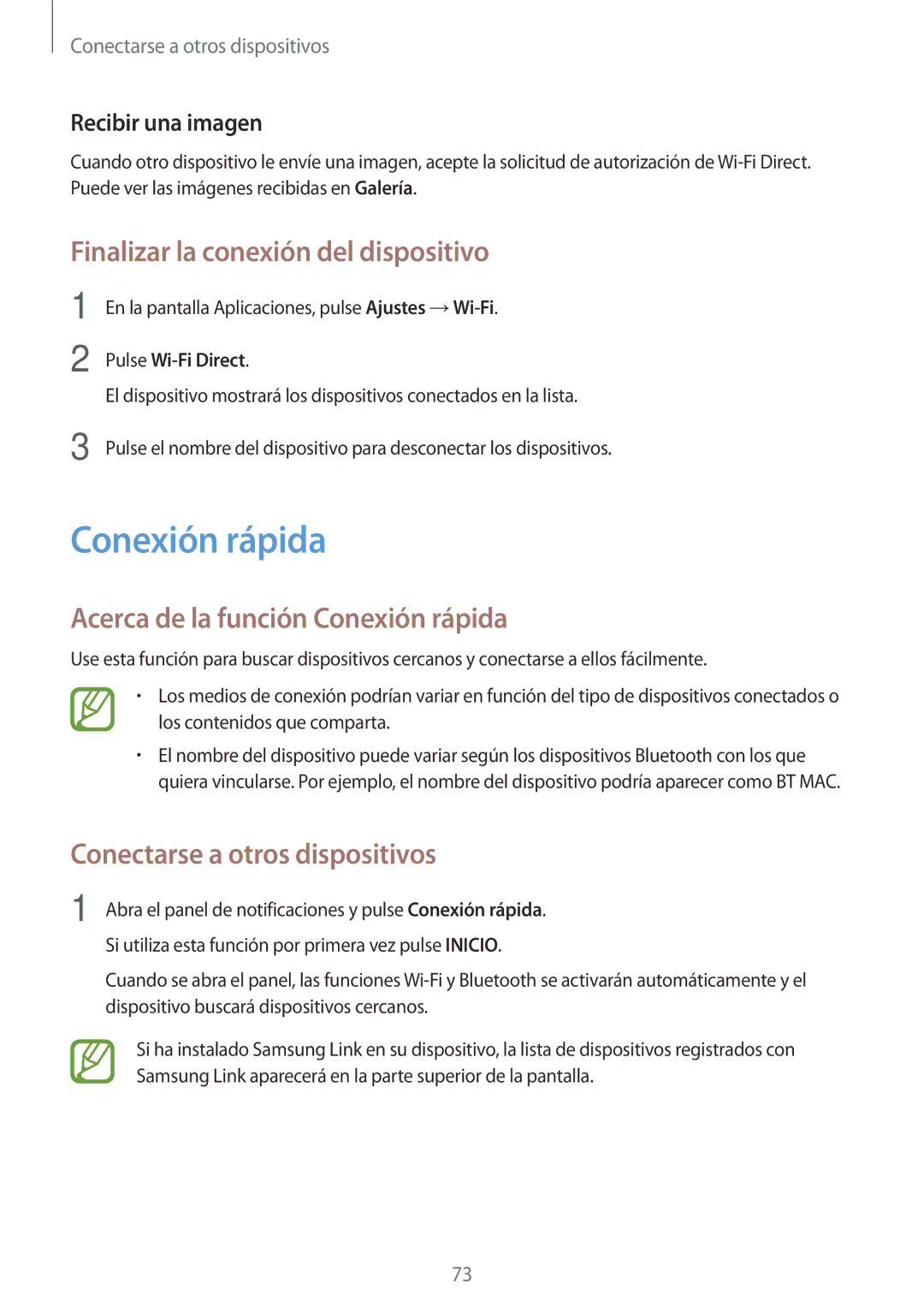 Samsung SM-T555NZWAPHE manual Finalizar la conexión del dispositivo, Acerca de la función Conexión rápida 