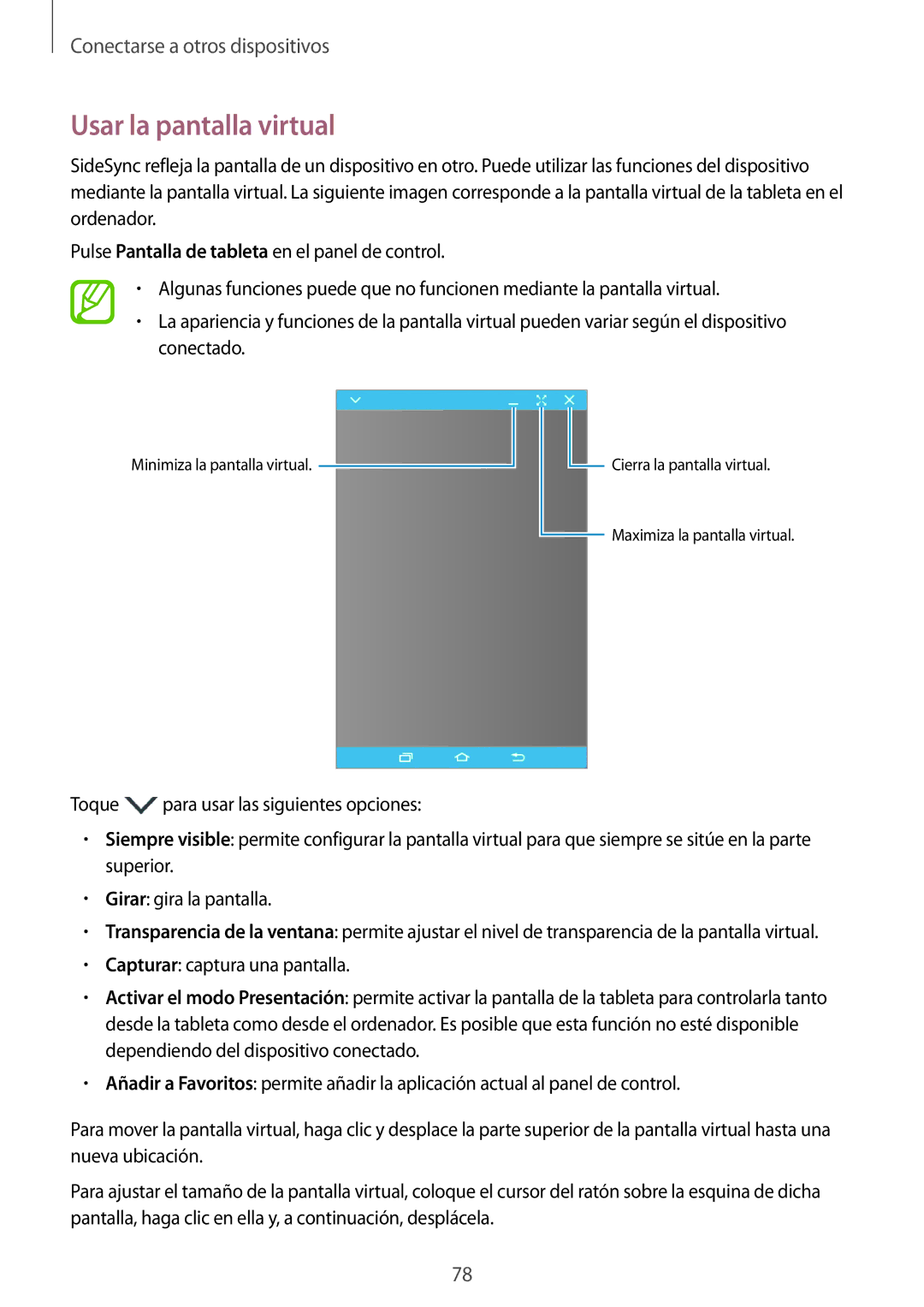 Samsung SM-T555NZWAPHE manual Usar la pantalla virtual 