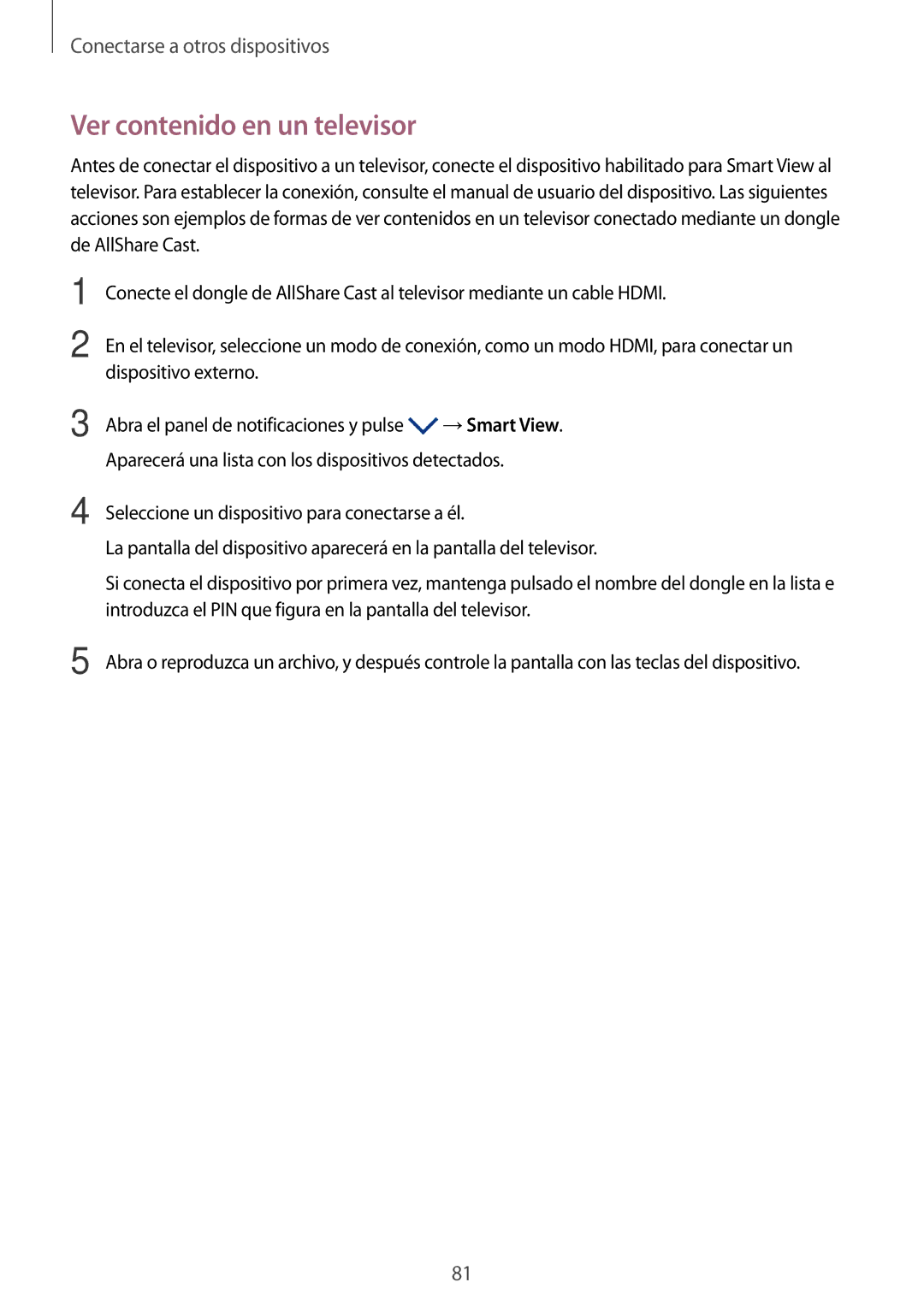 Samsung SM-T555NZWAPHE manual Ver contenido en un televisor 