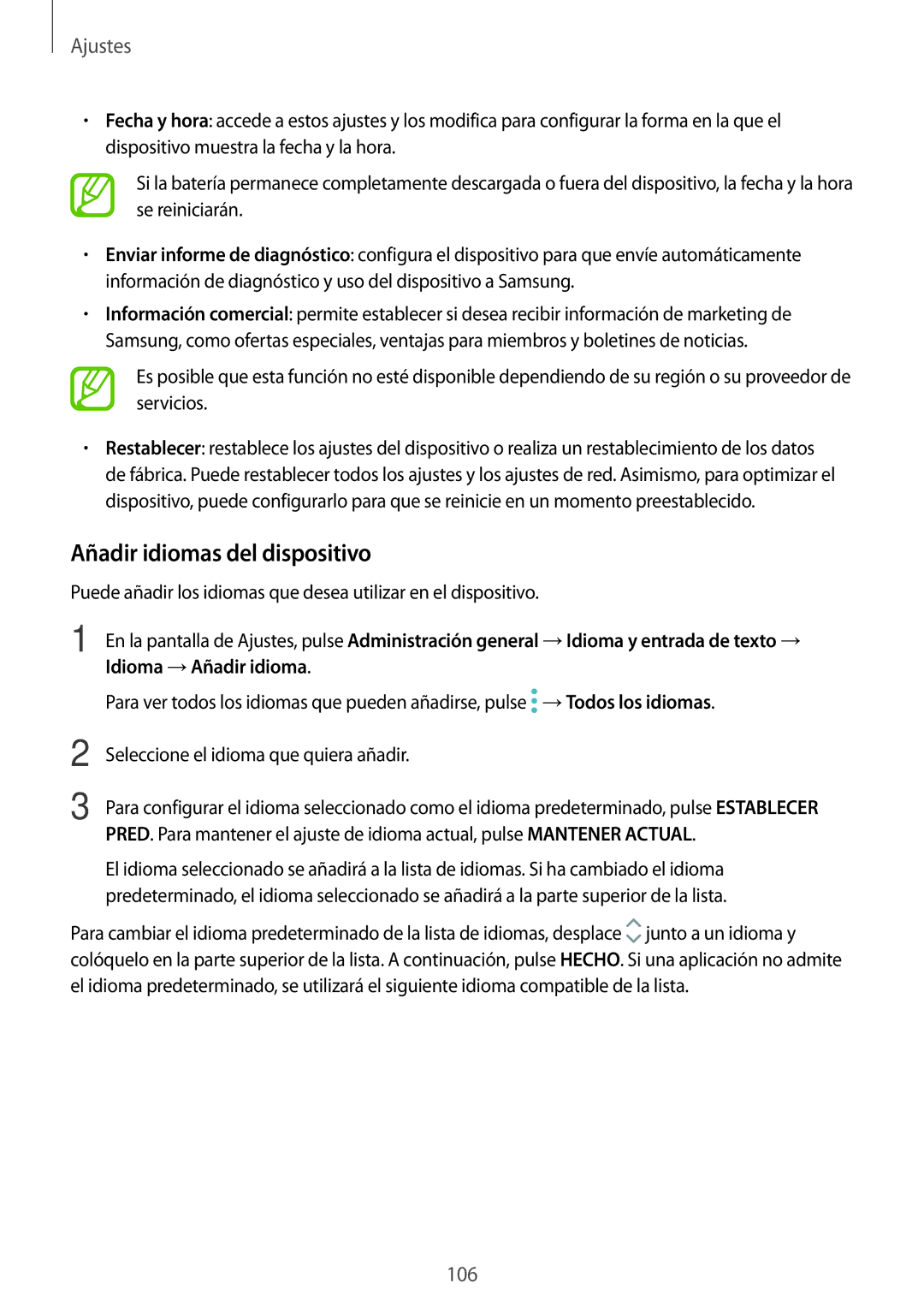 Samsung SM-T555NZWAPHE manual Añadir idiomas del dispositivo 