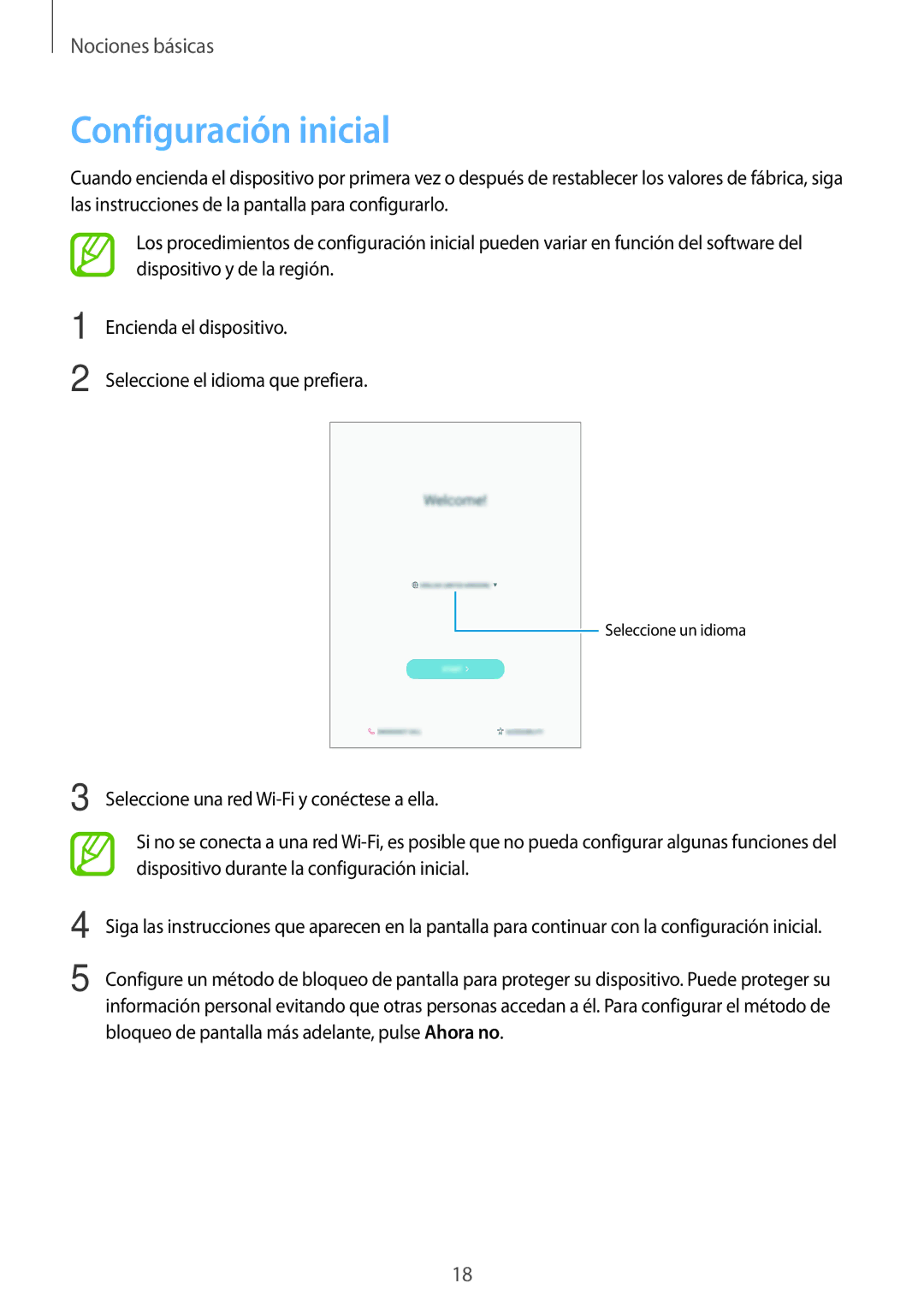 Samsung SM-T555NZWAPHE manual Configuración inicial 