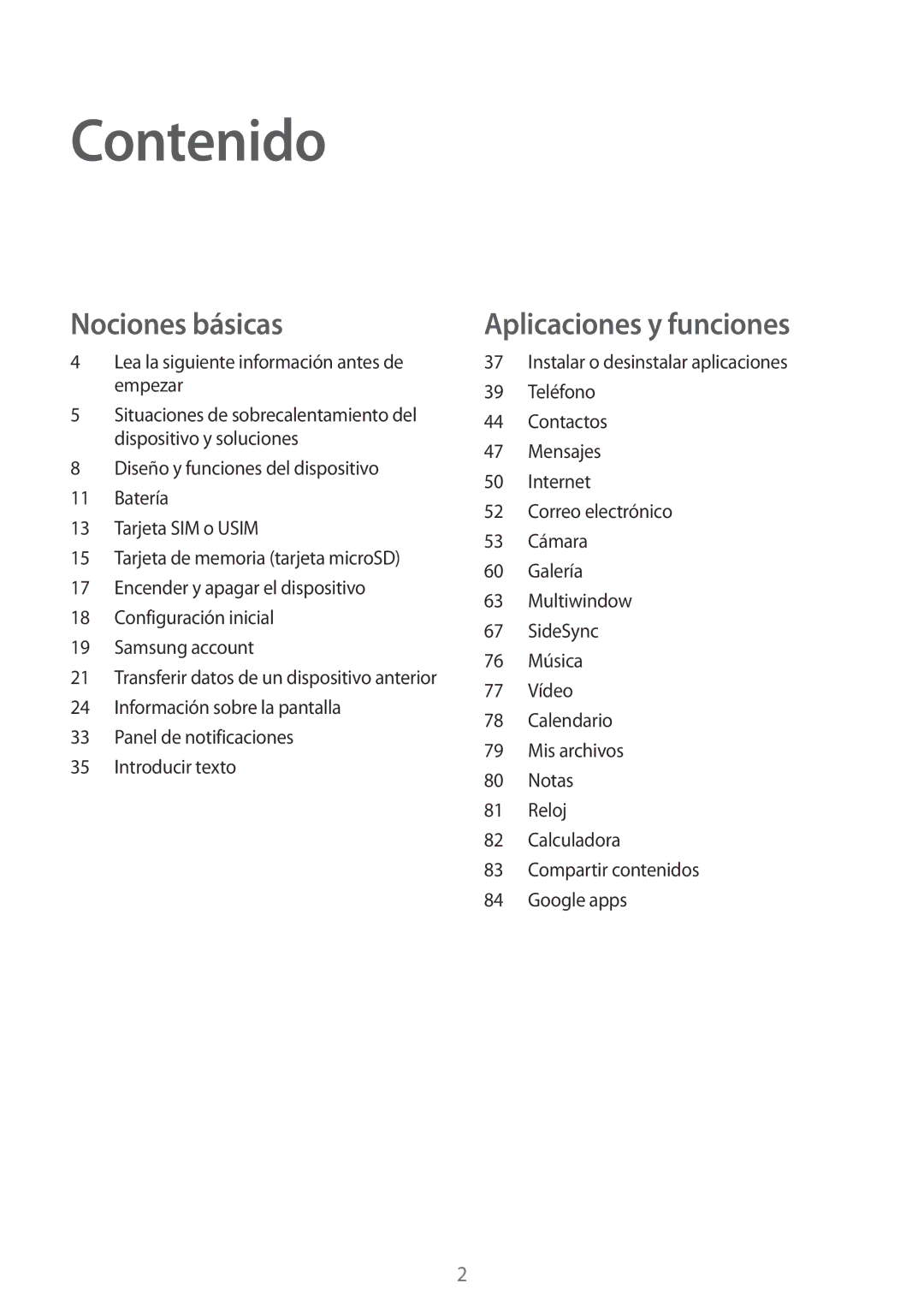 Samsung SM-T555NZWAPHE manual Contenido 