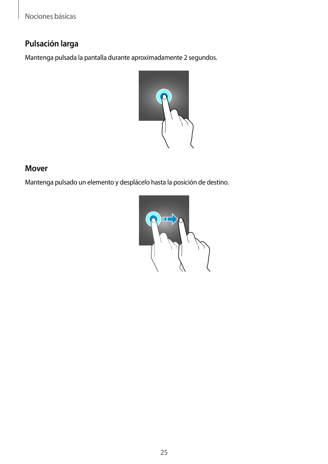 Samsung SM-T555NZWAPHE manual Pulsación larga, Mover 