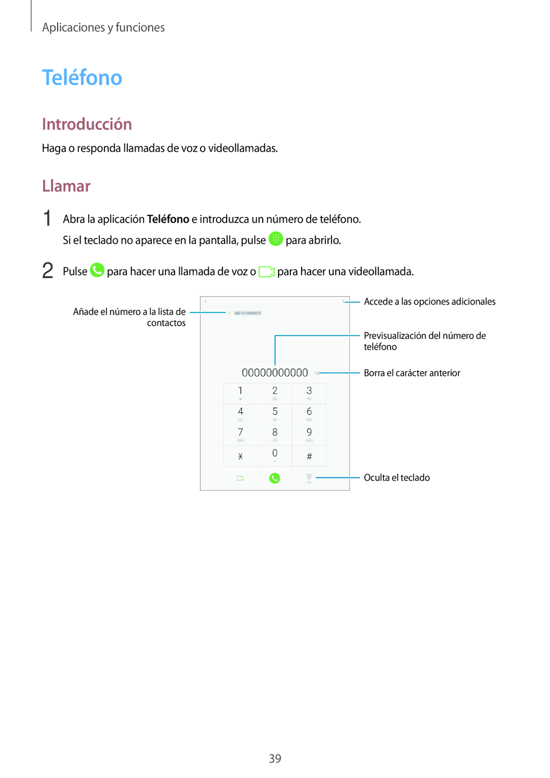 Samsung SM-T555NZWAPHE manual Teléfono, Llamar 