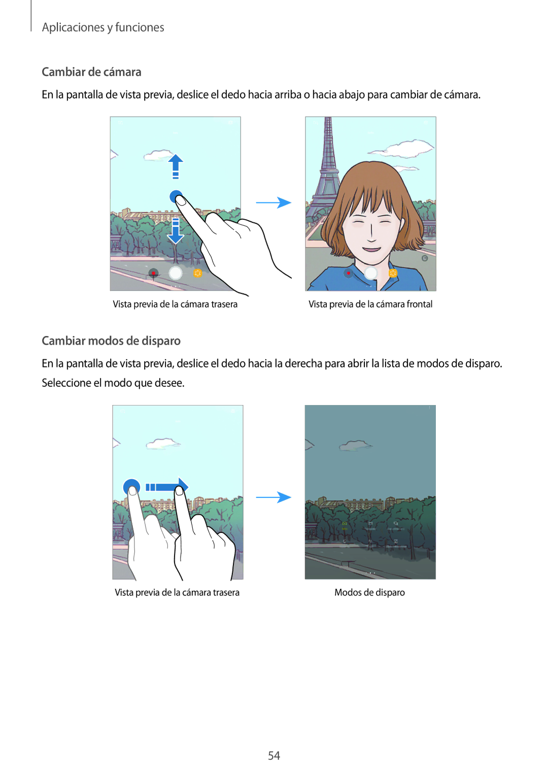 Samsung SM-T555NZWAPHE manual Cambiar de cámara 