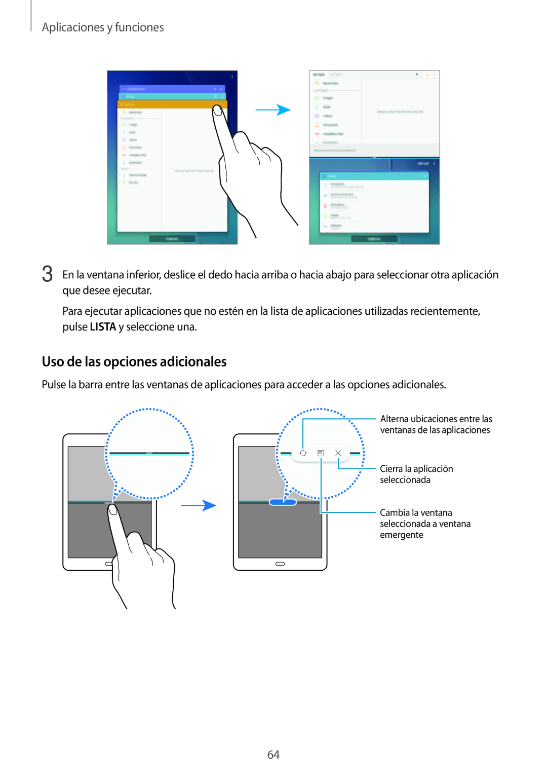 Samsung SM-T555NZWAPHE manual Uso de las opciones adicionales 