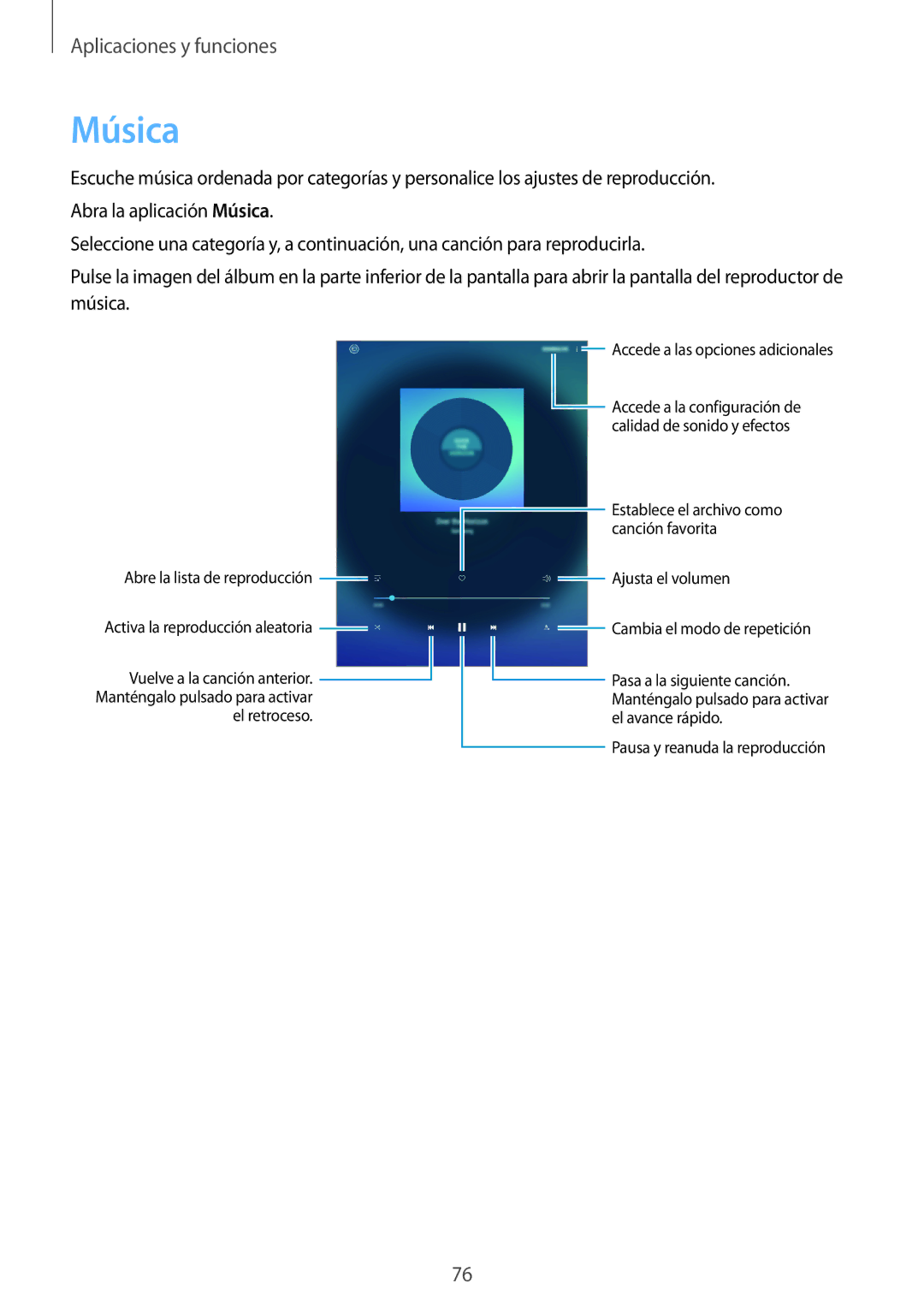 Samsung SM-T555NZWAPHE manual Música 