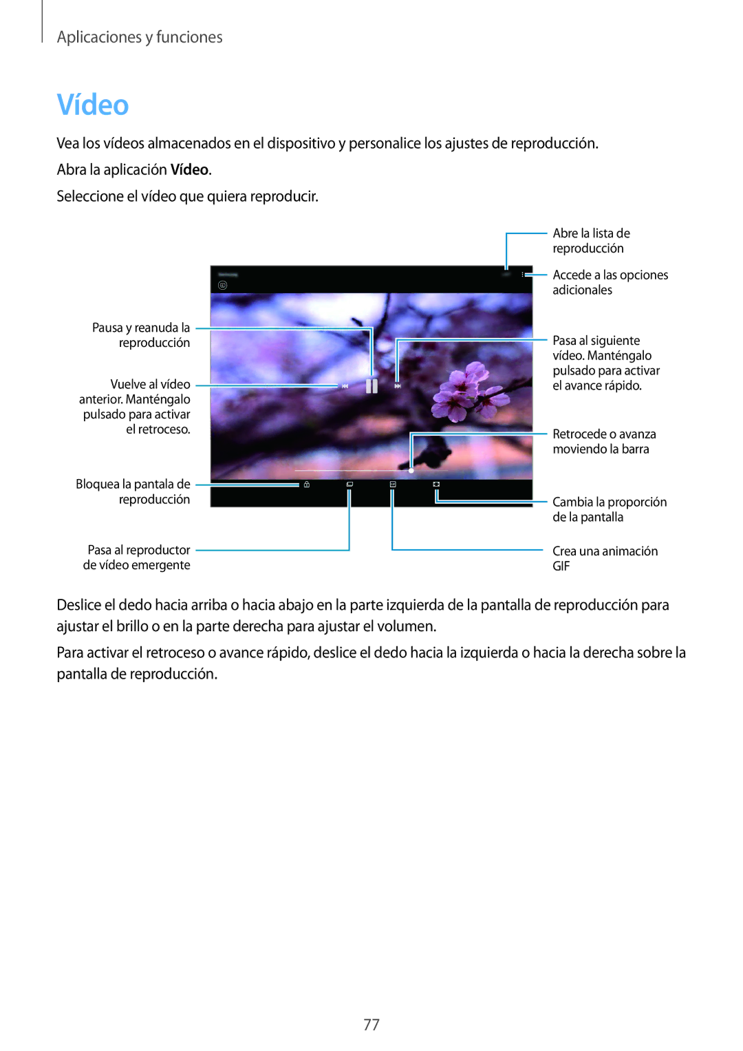 Samsung SM-T555NZWAPHE manual Vídeo 