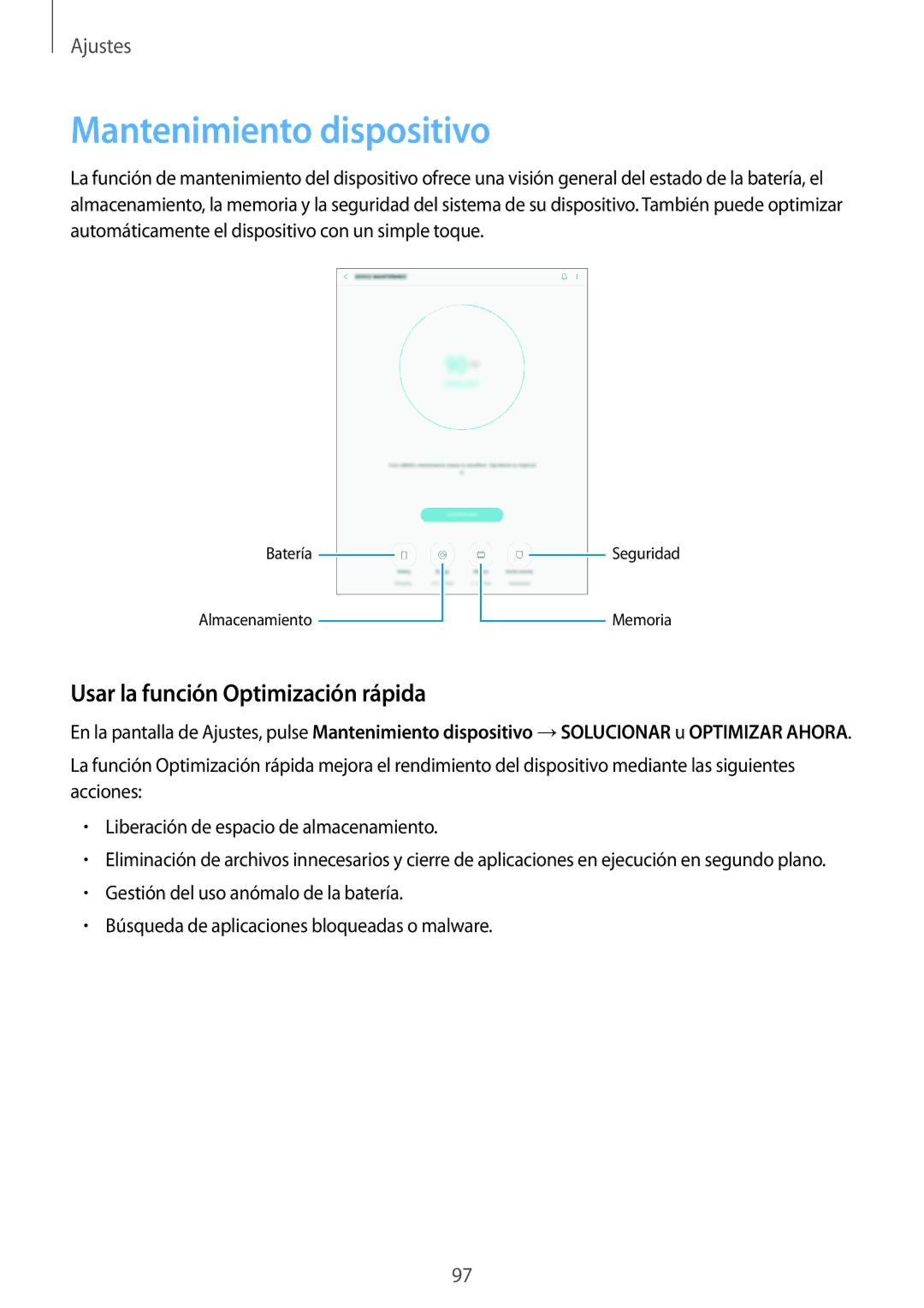 Samsung SM-T555NZWAPHE manual Mantenimiento dispositivo 