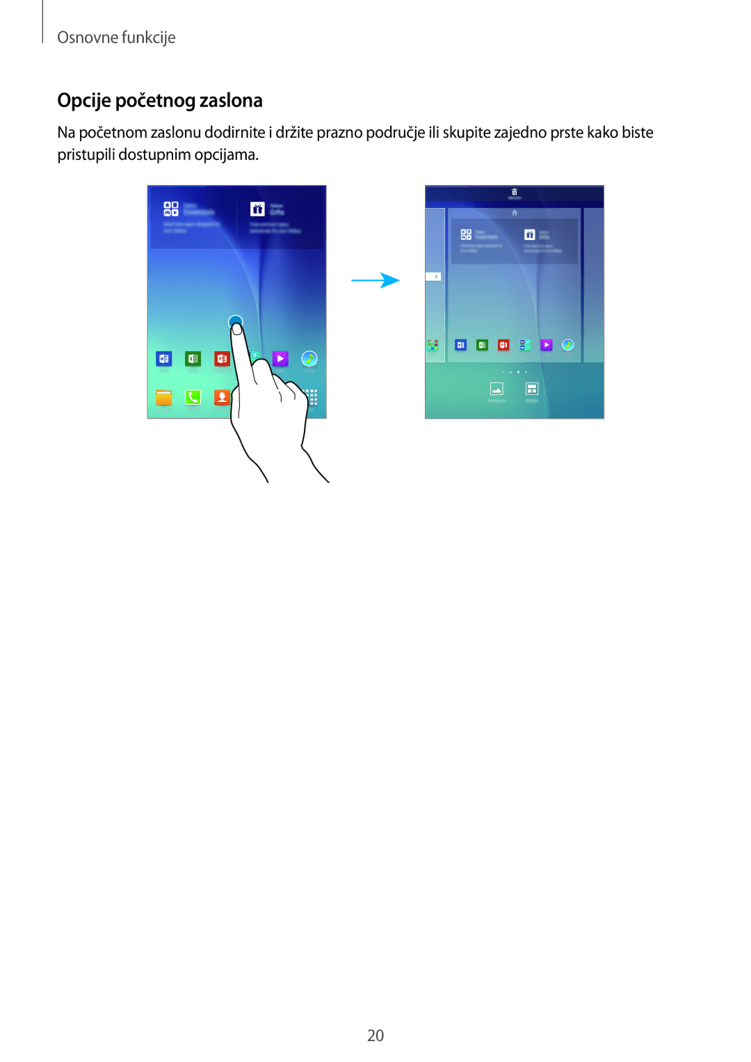 Samsung SM-T555NZWASEE manual Opcije početnog zaslona 