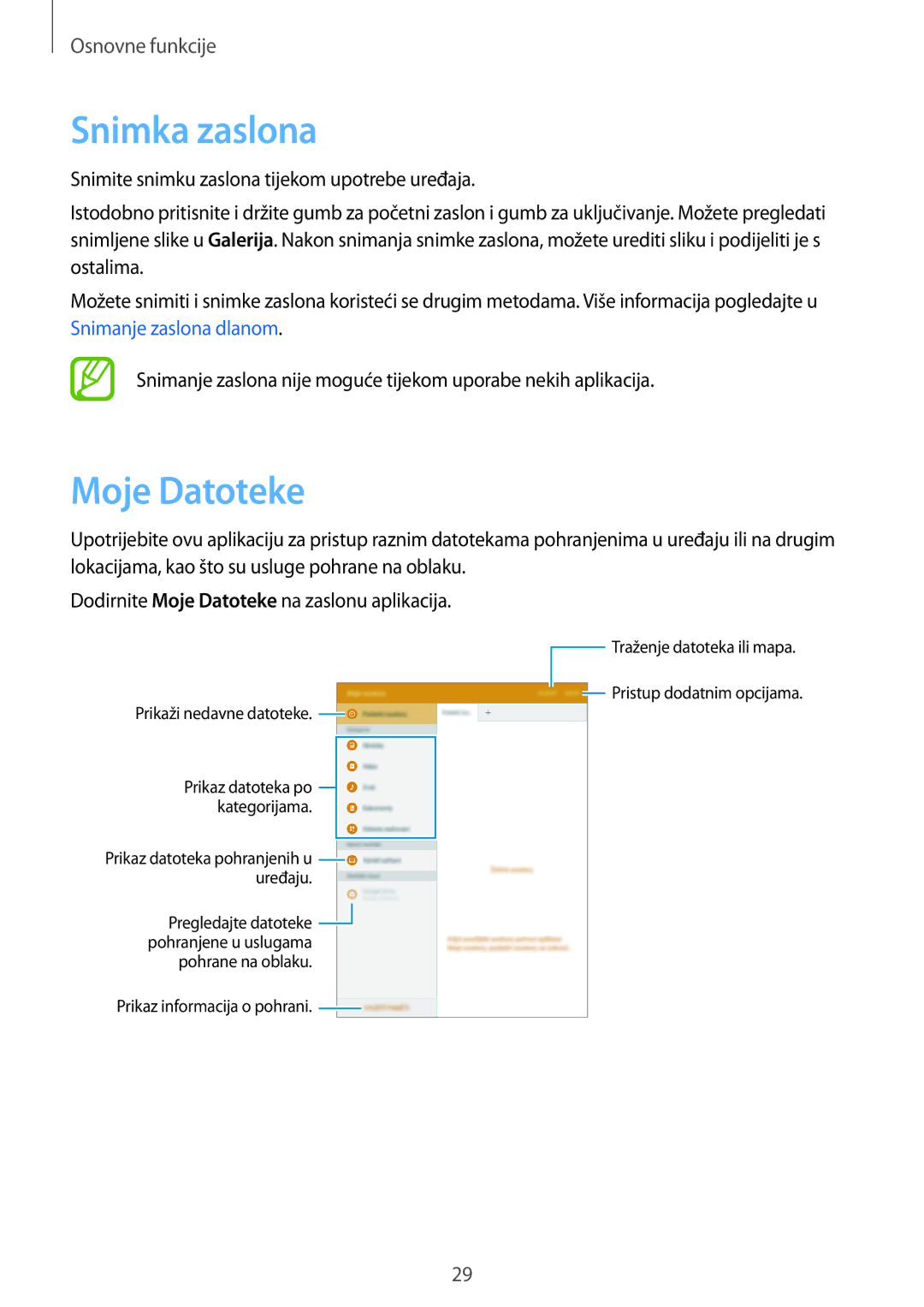 Samsung SM-T555NZWASEE manual Snimka zaslona, Moje Datoteke 